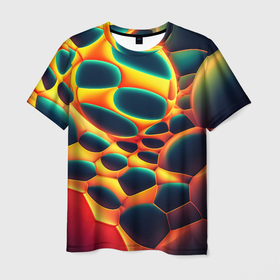 Мужская футболка 3D с принтом Лавовые пузыри в Курске, 100% полиэфир | прямой крой, круглый вырез горловины, длина до линии бедер | Тематика изображения на принте: 