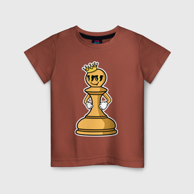 Детская футболка хлопок с принтом Шахматная пешка InChess в Курске, 100% хлопок | круглый вырез горловины, полуприлегающий силуэт, длина до линии бедер | 