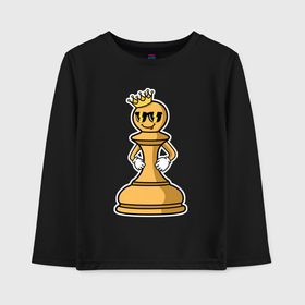 Детский лонгслив хлопок с принтом Шахматная пешка InChess в городе Новоалтайск, 100% хлопок | круглый вырез горловины, полуприлегающий силуэт, длина до линии бедер | 