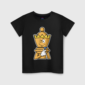 Детская футболка хлопок с принтом Шахматный ферзь InChess в Петрозаводске, 100% хлопок | круглый вырез горловины, полуприлегающий силуэт, длина до линии бедер | Тематика изображения на принте: 