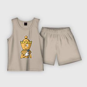Детская пижама с шортами хлопок с принтом Шахматный ферзь InChess в Курске,  |  | Тематика изображения на принте: 