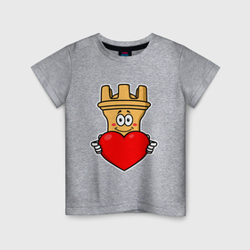 Детская футболка хлопок с принтом Шахматная ладья InChess в Кировске, 100% хлопок | круглый вырез горловины, полуприлегающий силуэт, длина до линии бедер | 