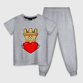 Детская пижама хлопок с принтом Шахматная ладья InChess , 100% хлопок |  брюки и футболка прямого кроя, без карманов, на брюках мягкая резинка на поясе и по низу штанин
 | 