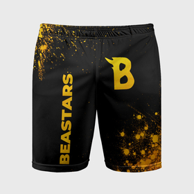 Мужские шорты спортивные с принтом Beastars   gold gradient: надпись, символ в Кировске,  |  | 