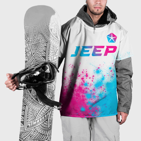 Накидка на куртку 3D с принтом Jeep neon gradient style: символ сверху в Тюмени, 100% полиэстер |  | 