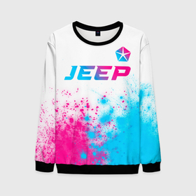 Мужской свитшот 3D с принтом Jeep neon gradient style: символ сверху , 100% полиэстер с мягким внутренним слоем | круглый вырез горловины, мягкая резинка на манжетах и поясе, свободная посадка по фигуре | 