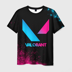 Мужская футболка 3D с принтом Valorant   neon gradient в Кировске, 100% полиэфир | прямой крой, круглый вырез горловины, длина до линии бедер | 