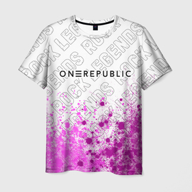 Мужская футболка 3D с принтом OneRepublic rock legends: символ сверху , 100% полиэфир | прямой крой, круглый вырез горловины, длина до линии бедер | 