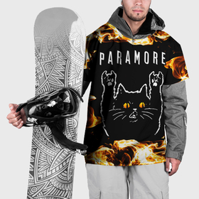 Накидка на куртку 3D с принтом Paramore рок кот и огонь в Санкт-Петербурге, 100% полиэстер |  | Тематика изображения на принте: 