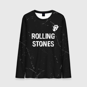Мужской лонгслив 3D с принтом Rolling Stones glitch на темном фоне: символ сверху в Курске, 100% полиэстер | длинные рукава, круглый вырез горловины, полуприлегающий силуэт | 