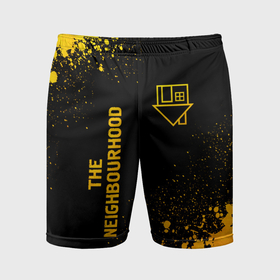 Мужские шорты спортивные с принтом The Neighbourhood   gold gradient: надпись, символ в Белгороде,  |  | Тематика изображения на принте: 