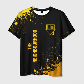 Мужская футболка 3D с принтом The Neighbourhood   gold gradient: надпись, символ в Белгороде, 100% полиэфир | прямой крой, круглый вырез горловины, длина до линии бедер | Тематика изображения на принте: 