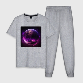 Мужская пижама хлопок с принтом Абстрактная планета в Екатеринбурге, 100% хлопок | брюки и футболка прямого кроя, без карманов, на брюках мягкая резинка на поясе и по низу штанин
 | 