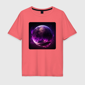 Мужская футболка хлопок Oversize с принтом Абстрактная планета в Екатеринбурге, 100% хлопок | свободный крой, круглый ворот, “спинка” длиннее передней части | Тематика изображения на принте: 