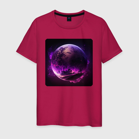 Мужская футболка хлопок с принтом Абстрактная планета в Санкт-Петербурге, 100% хлопок | прямой крой, круглый вырез горловины, длина до линии бедер, слегка спущенное плечо. | 