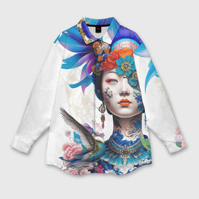 Мужская рубашка oversize 3D с принтом Japanese girl   irezumi   tattoo в Кировске,  |  | Тематика изображения на принте: 