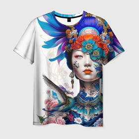 Мужская футболка 3D с принтом Japanese girl   irezumi   tattoo в Кировске, 100% полиэфир | прямой крой, круглый вырез горловины, длина до линии бедер | Тематика изображения на принте: 