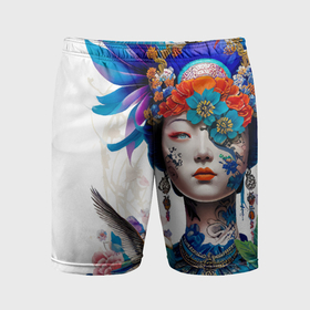 Мужские шорты спортивные с принтом Japanese girl   irezumi   tattoo в Петрозаводске,  |  | Тематика изображения на принте: 