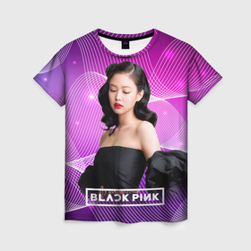 Женская футболка 3D с принтом BlackPink    Jennie в Тюмени, 100% полиэфир ( синтетическое хлопкоподобное полотно) | прямой крой, круглый вырез горловины, длина до линии бедер | 