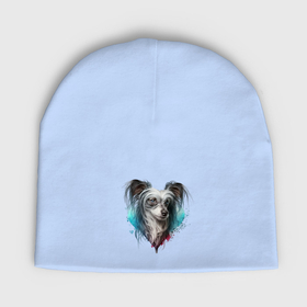 Мужская шапка демисезонная с принтом Китайская хохлатая собака в сердце в Санкт-Петербурге,  |  | Тематика изображения на принте: 
