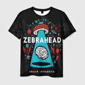 Мужская футболка 3D с принтом Zebrahead brains invaders в Тюмени, 100% полиэфир | прямой крой, круглый вырез горловины, длина до линии бедер | Тематика изображения на принте: 