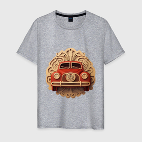 Мужская футболка хлопок с принтом Chinese retro car в Тюмени, 100% хлопок | прямой крой, круглый вырез горловины, длина до линии бедер, слегка спущенное плечо. | 