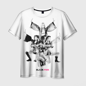 Мужская футболка 3D с принтом Blackpink Korean style в Курске, 100% полиэфир | прямой крой, круглый вырез горловины, длина до линии бедер | 