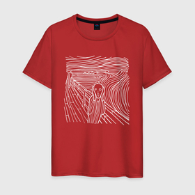 Мужская футболка хлопок с принтом Крик   минимализм в Екатеринбурге, 100% хлопок | прямой крой, круглый вырез горловины, длина до линии бедер, слегка спущенное плечо. | 