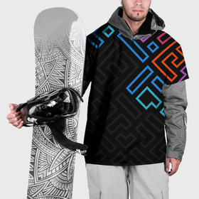Накидка на куртку 3D с принтом геометрические фигуры на тёмном фоне  тетрис в Новосибирске, 100% полиэстер |  | 