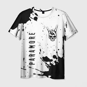 Мужская футболка 3D с принтом Paramore и рок символ на светлом фоне в Санкт-Петербурге, 100% полиэфир | прямой крой, круглый вырез горловины, длина до линии бедер | Тематика изображения на принте: 