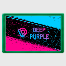 Магнит 45*70 с принтом Deep Purple   neon gradient: надпись и символ , Пластик | Размер: 78*52 мм; Размер печати: 70*45 | 