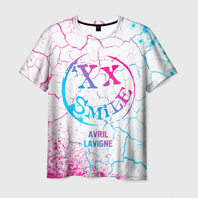Мужская футболка 3D с принтом Avril Lavigne neon gradient style в Екатеринбурге, 100% полиэфир | прямой крой, круглый вырез горловины, длина до линии бедер | 