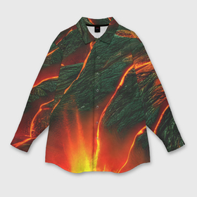 Мужская рубашка oversize 3D с принтом Горячая магма в Белгороде,  |  | 