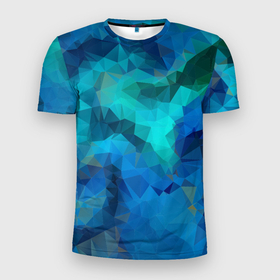Мужская футболка 3D Slim с принтом Blue fantasy в Кировске, 100% полиэстер с улучшенными характеристиками | приталенный силуэт, круглая горловина, широкие плечи, сужается к линии бедра | 