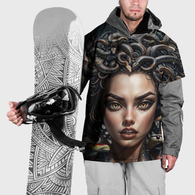 Накидка на куртку 3D с принтом Портрет мифической Медузы Горгоны в Тюмени, 100% полиэстер |  | 