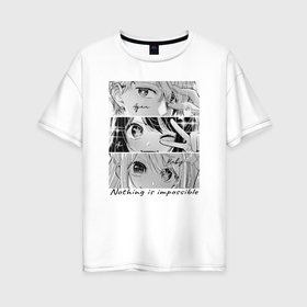Женская футболка хлопок Oversize с принтом Ai Ruby Aqua eyes   manga в Тюмени, 100% хлопок | свободный крой, круглый ворот, спущенный рукав, длина до линии бедер
 | 