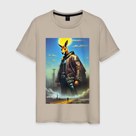 Мужская футболка хлопок с принтом Кенгуру   киберпанк   Австралия в Белгороде, 100% хлопок | прямой крой, круглый вырез горловины, длина до линии бедер, слегка спущенное плечо. | 
