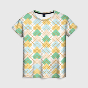Женская футболка 3D с принтом Ромбический узор в Белгороде, 100% полиэфир ( синтетическое хлопкоподобное полотно) | прямой крой, круглый вырез горловины, длина до линии бедер | Тематика изображения на принте: 
