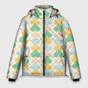 Мужская зимняя куртка 3D с принтом Ромбический узор в Тюмени, верх — 100% полиэстер; подкладка — 100% полиэстер; утеплитель — 100% полиэстер | длина ниже бедра, свободный силуэт Оверсайз. Есть воротник-стойка, отстегивающийся капюшон и ветрозащитная планка. 

Боковые карманы с листочкой на кнопках и внутренний карман на молнии. | 