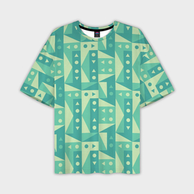Мужская футболка oversize 3D с принтом Green geometry в Курске,  |  | 