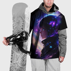 Накидка на куртку 3D с принтом Покорение космоса   девушка , 100% полиэстер |  | 