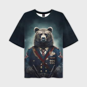 Мужская футболка oversize 3D с принтом Русский медведь от нейросети ,  |  | 
