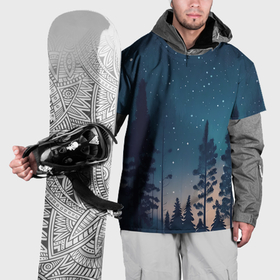 Накидка на куртку 3D с принтом Ночной лес   нейросеть в Тюмени, 100% полиэстер |  | Тематика изображения на принте: 