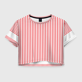 Женская футболка Crop-top 3D с принтом Красная ретро полоска в Ухте, 100% полиэстер | круглая горловина, длина футболки до линии талии, рукава с отворотами | 