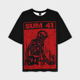 Мужская футболка oversize 3D с принтом Sum41   Skeleton в Кировске,  |  | Тематика изображения на принте: 
