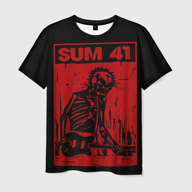 Мужская футболка 3D с принтом Sum41   Skeleton в Кировске, 100% полиэфир | прямой крой, круглый вырез горловины, длина до линии бедер | 