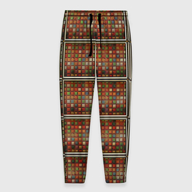 Мужские брюки 3D с принтом Разноцветные мозаичные кубы в Новосибирске, 100% полиэстер | манжеты по низу, эластичный пояс регулируется шнурком, по бокам два кармана без застежек, внутренняя часть кармана из мелкой сетки | Тематика изображения на принте: 