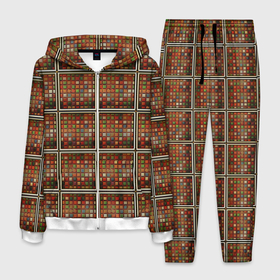Мужской костюм 3D с принтом Разноцветные мозаичные кубы в Курске, 100% полиэстер | Манжеты и пояс оформлены тканевой резинкой, двухслойный капюшон со шнурком для регулировки, карманы спереди | 