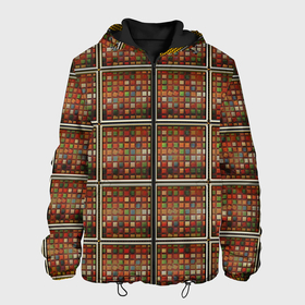 Мужская куртка 3D с принтом Разноцветные мозаичные кубы в Новосибирске, ткань верха — 100% полиэстер, подклад — флис | прямой крой, подол и капюшон оформлены резинкой с фиксаторами, два кармана без застежек по бокам, один большой потайной карман на груди. Карман на груди застегивается на липучку | Тематика изображения на принте: 