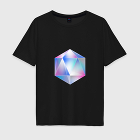 Мужская футболка хлопок Oversize с принтом Glass hexagon , 100% хлопок | свободный крой, круглый ворот, “спинка” длиннее передней части | 